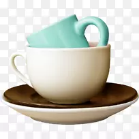 咖啡杯浓咖啡陶瓷盘子和杯子