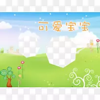 下载插图-可爱的婴儿照片边框背景元素