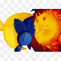 抽象艺术画壁纸-太阳和月亮抽象无花果。