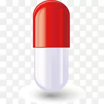 Adobe插画-红色和白色药丸药物元素