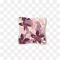 花卉水彩画图案-紫花枕