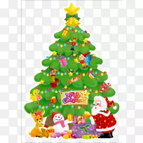 圣诞老人圣诞卡圣诞树装饰-卡通圣诞树