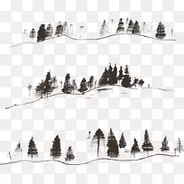 杉木雕刻图等高线线山林