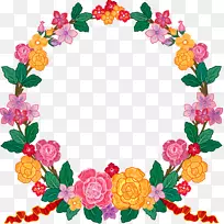 周公对梦的解读-卡通平面设计彩色花环