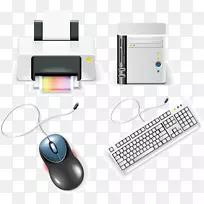 电脑鼠标电脑机箱电脑键盘图标键盘鼠标打印机png元素