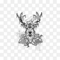 鹿袖纹身身体艺术贴纸-纹身