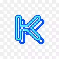蓝色标志字母k-蓝色荧光字母k