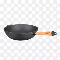 煎锅，铸铁锅.铁炊具.关于美食的厚铸铁煎锅
