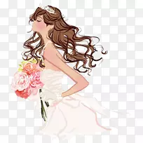 当代西方婚纱新娘结婚插画-手绘美丽新娘