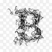 字母书法字母表字体.简单花环字母b