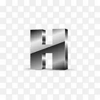 字母字体银黑色实心字母h