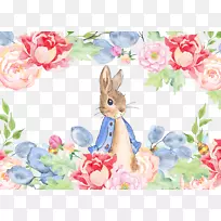 彼得·兔子水彩画剪贴画故事-花园里的水彩画兔