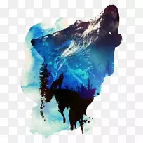 灰狼艺术版画海报印刷-狼