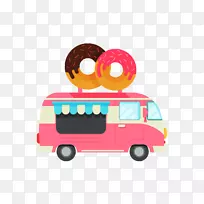 甜甜圈卡通-红色驴子餐车