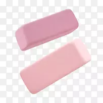 粉红橡皮擦文具写实-现实粉红橡皮擦
