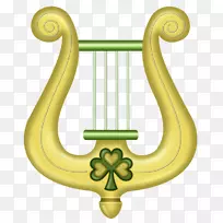圣帕特里克斯日爱尔兰婚礼剪贴画-绿色竖琴