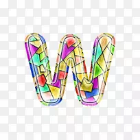 彩色玻璃字母w