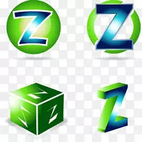 标识插图.涂上绿色字母z图案
