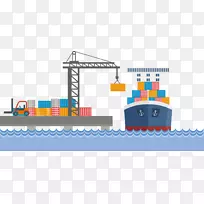 出口货物和服务税进口国际贸易手绘港口海