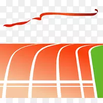 田径插图-橙色跑道和终点线