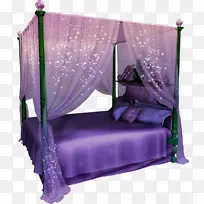 天篷床卧室紫色家具-紫色大床