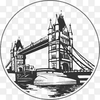 伦敦城市塔桥-手绘伦敦塔桥