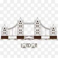 塔桥旅游景点海报-手绘伦敦桥