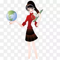 唱片骑师卡通插图-电台DJ