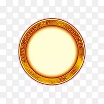 材料黄色圆圈-中式圆框黄色圆形图腾