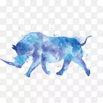 犀牛水彩画犀牛
