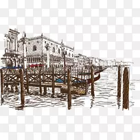 威尼斯画笔画-海湾镇