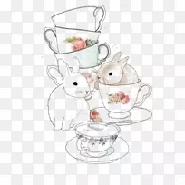 茶杯咖啡兔茶杯兔