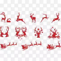 圣诞卡片糖果手杖图标-剪纸圣诞驯鹿