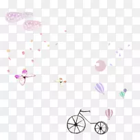 自行车图自行车下载-热气球画自行车者