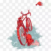 自行车山地车插图.手绘山地车