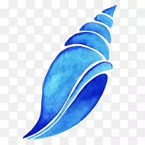 水彩画-看海螺