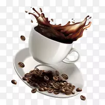 白咖啡速溶咖啡厅-卡通片喷溅咖啡PNG