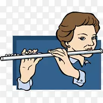 长笛剪贴画-一个吹长笛的女人