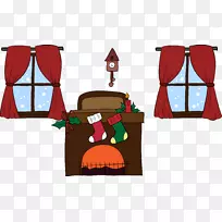 圣诞房间-窗户和炉灶载体