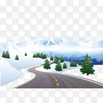 免费雪夹艺术-雪路