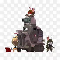 概念艺术图形设计插图-简单坦克兔子士兵