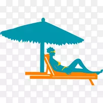 夏威夷海滩沙滩-阳伞人