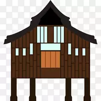 康邦马来民居剪贴画-棕色房屋剪贴画