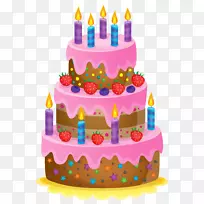 生日蛋糕纸杯蛋糕巧克力蛋糕松饼草莓奶油蛋糕-可爱的蛋糕剪贴画