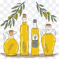 橄榄油瓶.手绘橄榄油