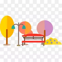 树木公园-彩色公园树木木椅