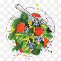 素食菜色拉食用花卉蔬菜色拉