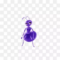 卡通插图-紫色小蚂蚁