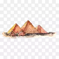 埃及金字塔吉萨水彩画大金字塔埃及金字塔