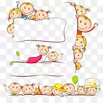 儿童绘画插图-可爱的婴儿边框